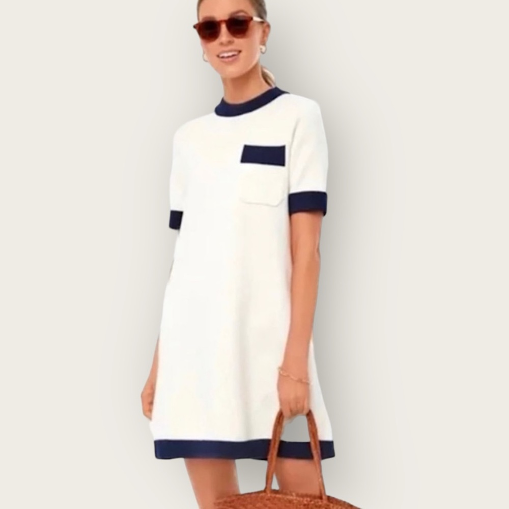 BNWT | Tuckernuck | Merritt Knit Dress | Ivory/Navy Blue | Small